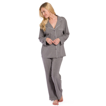 Brugerdefineret farve Hyggelig grå bambus Klassisk langærmet pyjamassæt Nattøj til kvinder