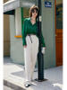 Engros luksus kvinders grønne silkebluse langærmet fra tøjproducent