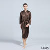 100% Mulberry Silk Personaliseret luksus herres dressing kjole til lounge klæder