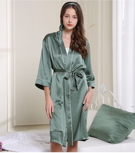 Bedste Dame Grøn Kort Stil Silk Kimono Robe Plus Size i Bulk
