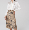 Designer 100% Pure Mulberry Printed Leopard Mid Længde Silkeskørter til kvinder