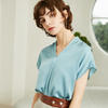 Kvinders Mulberry Silk T-shirt Kort ærmer V Neck Silk Top fra tøjproducent